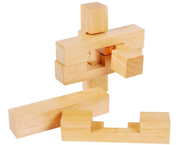 成人儿童皆宜木制益智玩具 拼插积木孔明锁小鲁班锁 六根木头锁