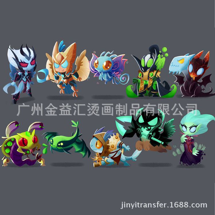 广州烫画厂家供应 刀塔英雄烫画 英雄联盟t恤烫画 dota2蓝猫烫画图案