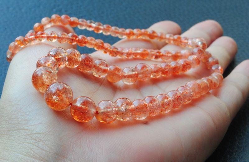 东海水晶 冰种太阳石日光石天然草莓晶项链塔链项饰饰品