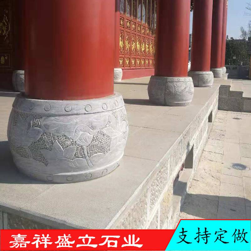 生产石雕柱墩 仿古青石柱础 寺庙柱子包边石垫基石