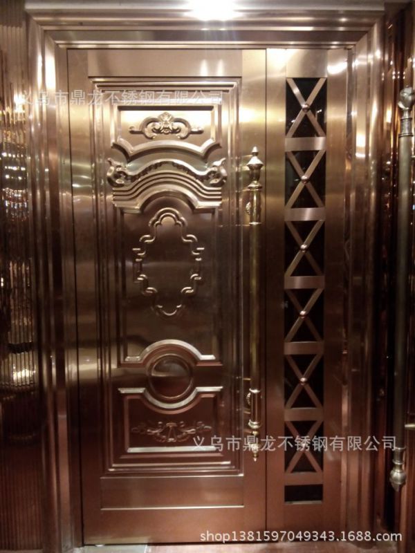 酒店ktv 玫瑰金不锈钢大门 推拉门 大包边地弹簧门 不锈钢门加工