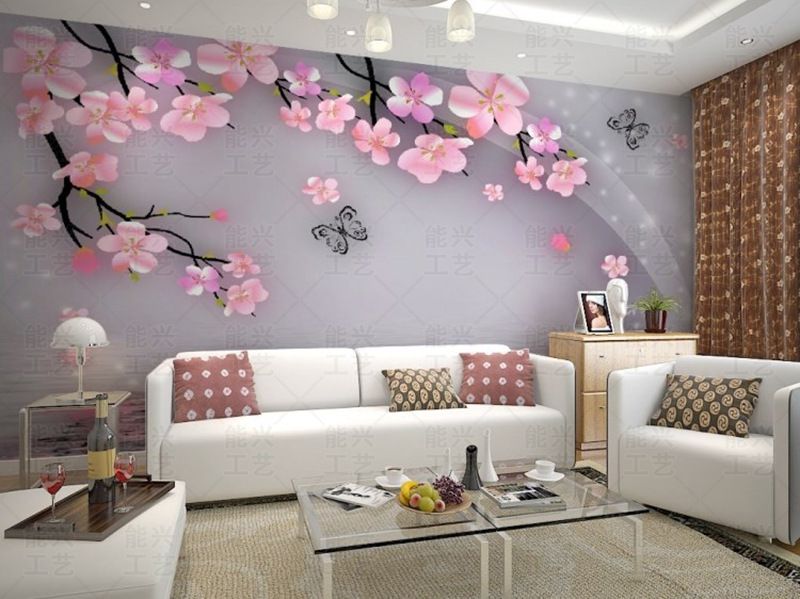 d-47大型壁画 客厅卧室电视沙发背景墙唯美桃花樱花婚房装饰墙画
