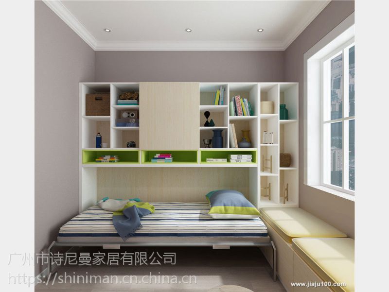 全屋定制家具子母床书房,小户型侧翻床书房