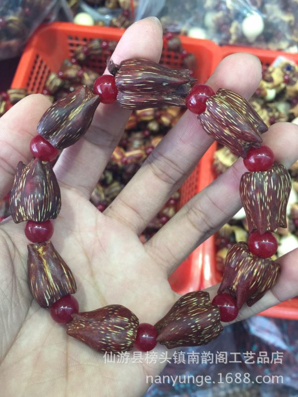 海南滴血莲花手提珠滴血手串 纯天然莲花菩提手链 淘宝一件代发