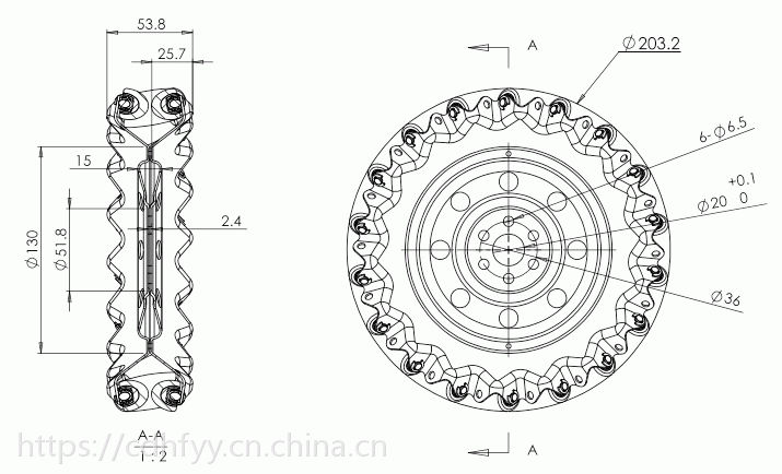 hangfa45度全向轮麦克纳姆轮2032mm工业级机器人轮子qma20机器人制作