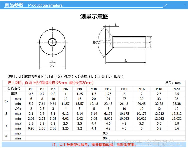 din7991 316不锈钢内六角沉头机螺钉 平杯沉头内六角螺丝螺栓m2.