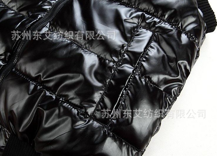 黑色亮皮免洗防水亮面布料 ***320t斜纹尼龙特亮pu羽绒服面料