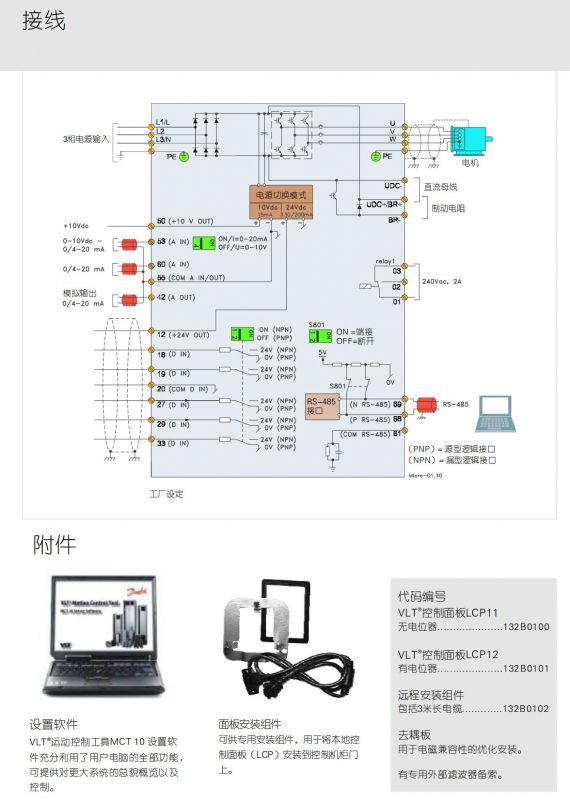 丹佛斯变频器 全新原装 fc-051pk75t4e20h3xxcxxxsxxx 0.75kw