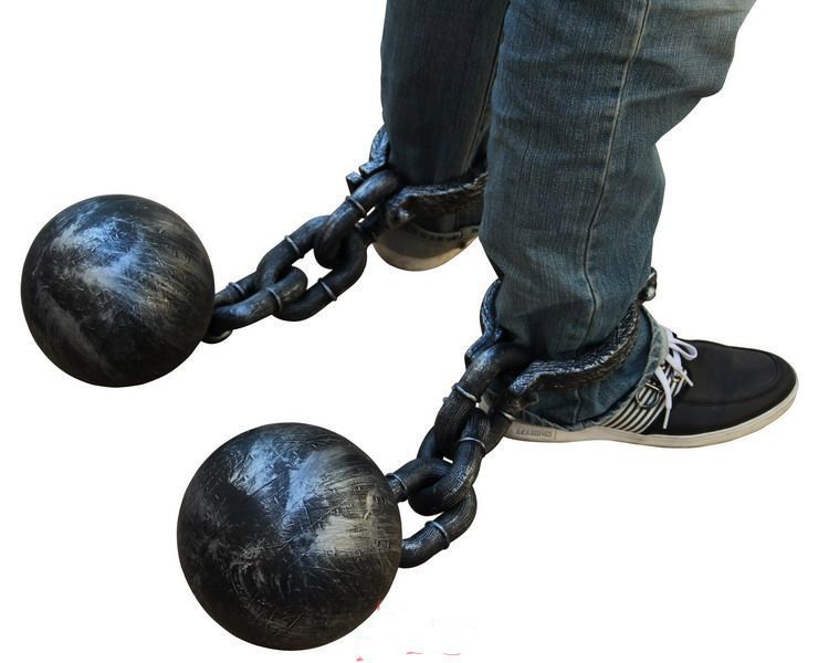 万圣节 囚犯cos演出道具 脚铐 脚锁 脚链 脚镣 塑料大铁球 0.2kg