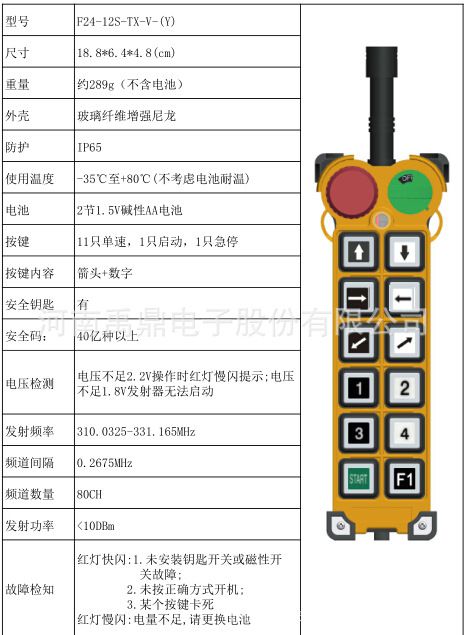 12路天车行车遥控器,起重机遥控器,禹鼎f24-12s工业遥控器