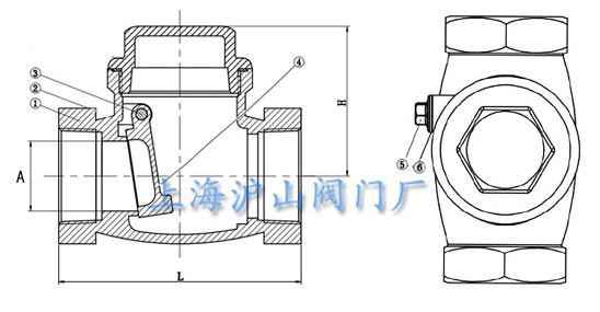 不锈钢内螺纹旋启式止回阀主要连接尺寸