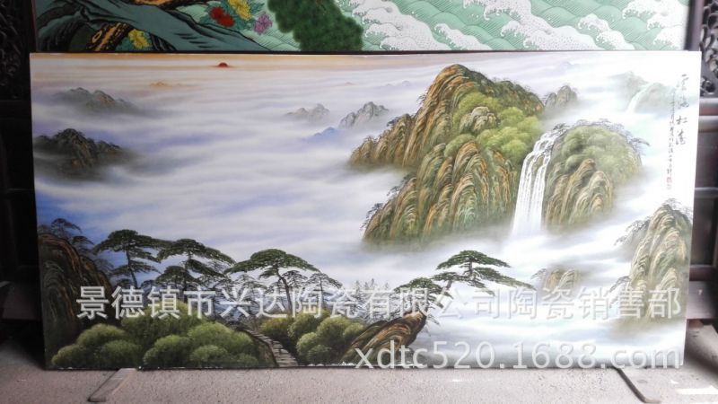 景德镇陶瓷山水瓷板画\青花陶瓷 山水画 名家作品国画,陶瓷壁画