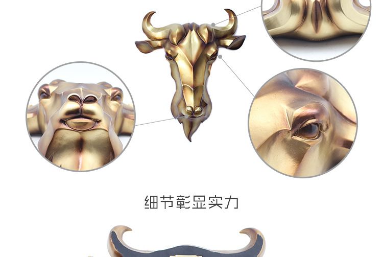 欧式金色羊头创意复古动物壁挂家居客厅新房装饰品树脂工艺送礼品