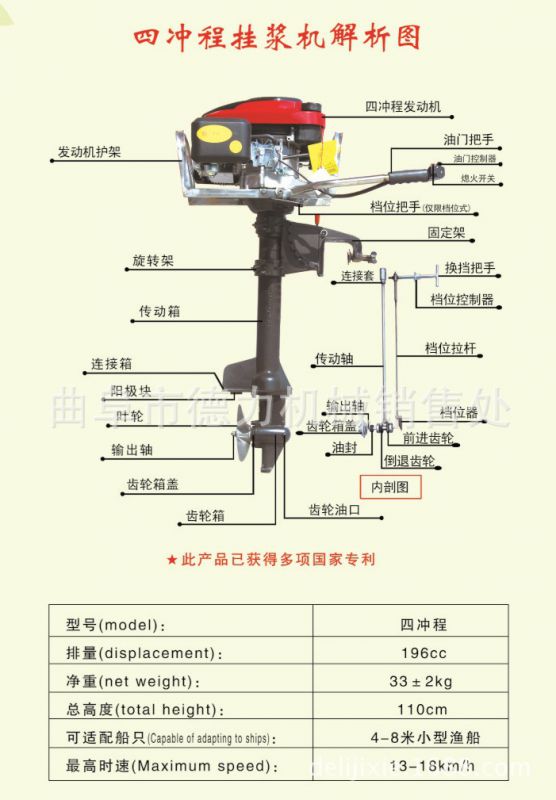 船用推进器 打鱼船 船用挂机 船用电动推进器 挂浆机