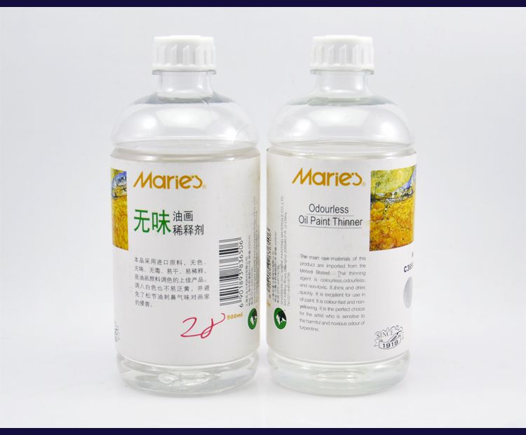 马利油画颜料用无味松节油 艺用松节油/洗笔液 500ml 塑料瓶装