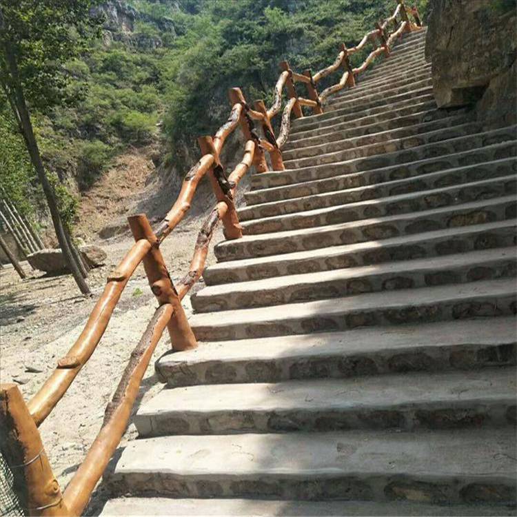 水泥仿树皮护栏 方树皮栏杆 栈道仿木栏杆 方树皮栏杆设计营造