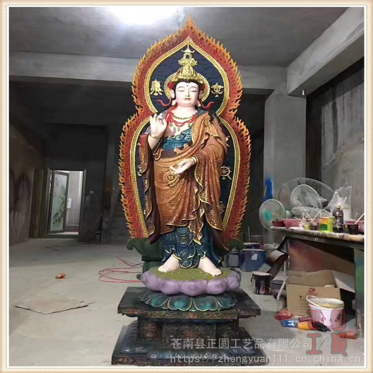 正圆大型铜雕东方三圣佛像定做 寺庙贴金铜娑婆三圣 铸铜华严三圣厂家