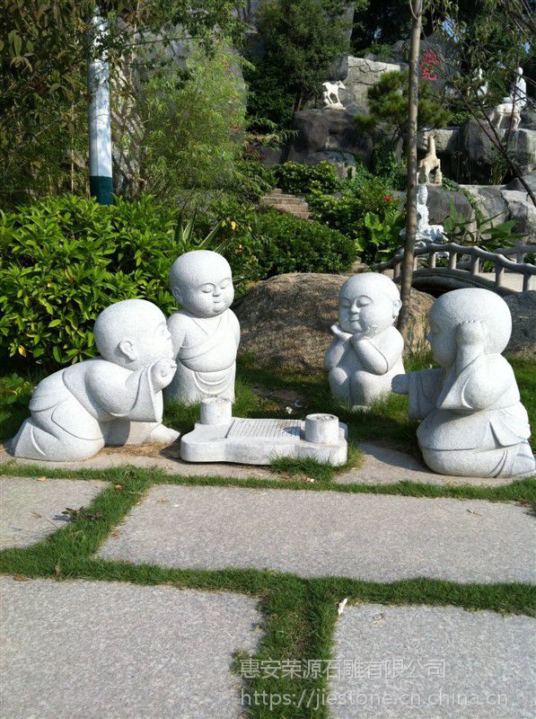 惠安厂家直销石雕小和尚 石雕小沙弥 寺庙园林景观摆件