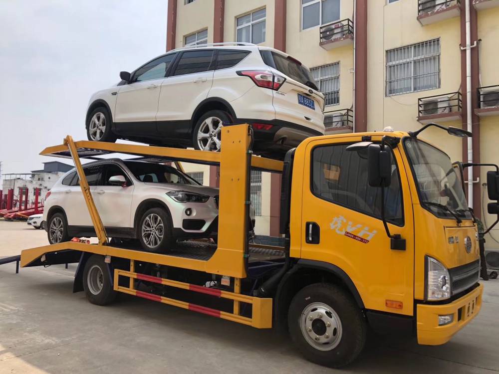 解放虎v一拖二清障车 解放虎v二位小轿车运输车 厂家直销