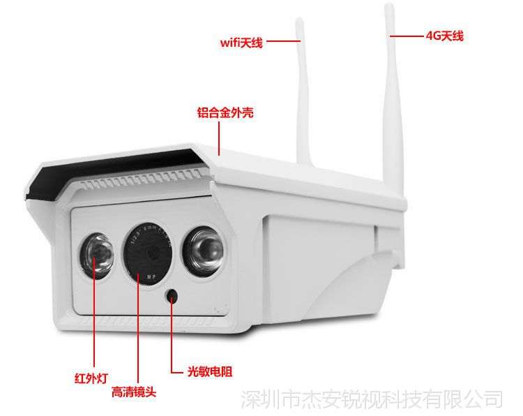 太阳能监控摄像头户外高清夜视插手机卡4g无线监控器远程鱼塘果园