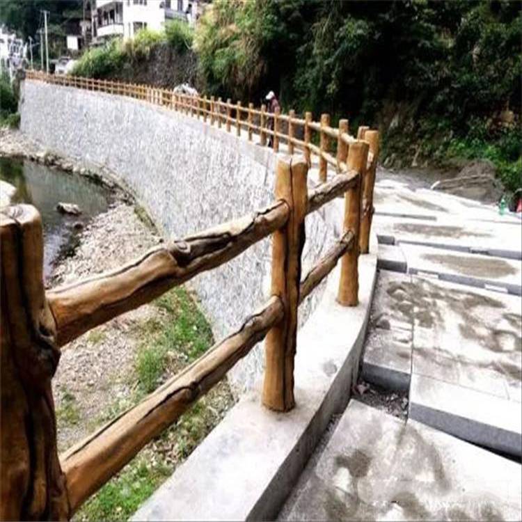 度假村围栏 仿原木栏杆 钢筋混凝土仿木栏杆 仿原木栏杆来电优惠