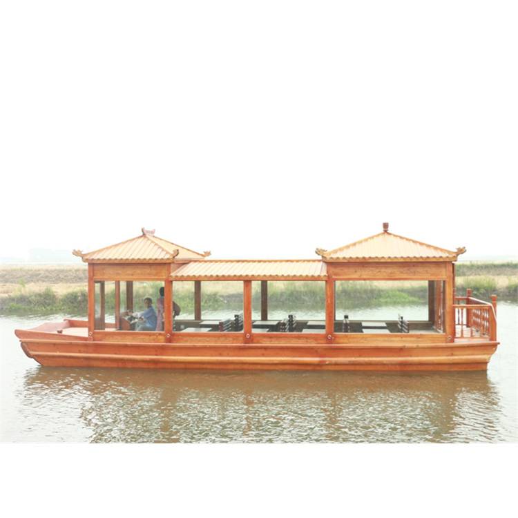 冬青湖旅游景区18米木制旅游船楚歌送货
