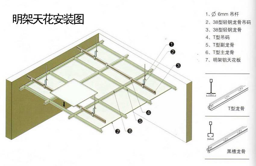 t型龙骨明架白色铝扣板厂家