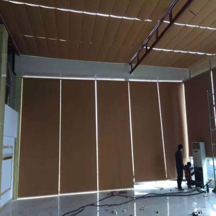 办公室电动窗帘定做办公室卷帘制作会议室电动布艺窗帘设计安装