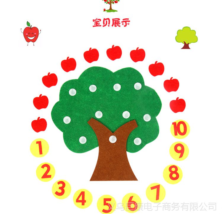 不织布苹果树认识1-10数字幼儿园数学区玩具自制数数益智教具材料