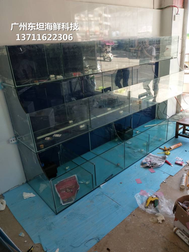 深圳玻璃鱼池设计-深圳室外海鲜池-深圳坪山海鲜鱼池