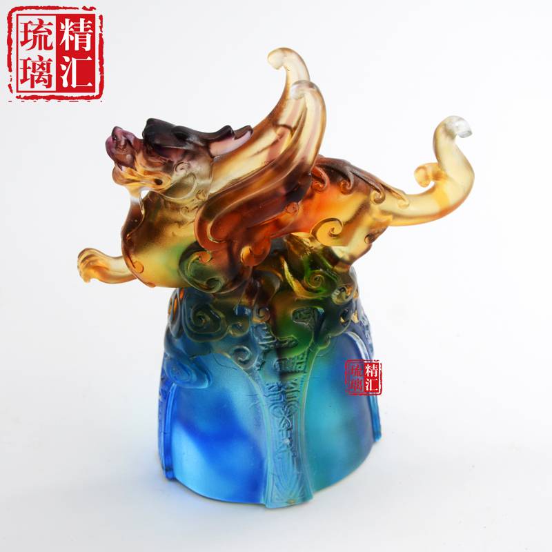 琉璃飞天貔貅摆件 北京琉璃工艺品定制 琉璃貔貅招财辟邪礼品 银行