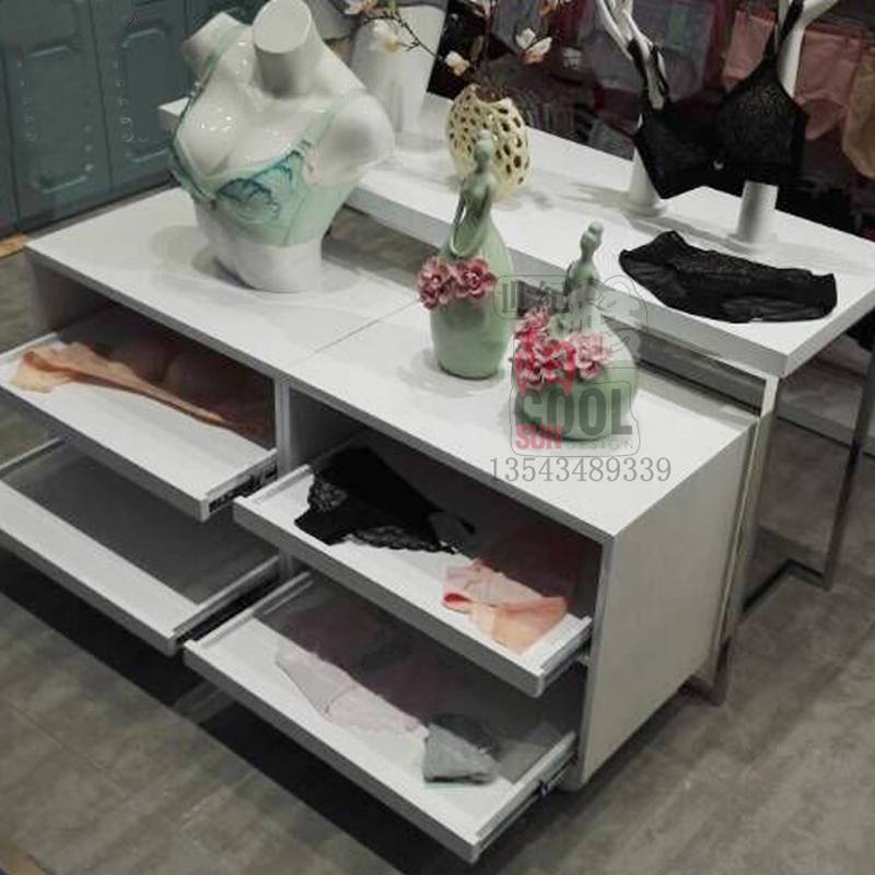 内衣店烤漆中岛货架抽屉内裤陈列桌高低流水台内衣展示柜