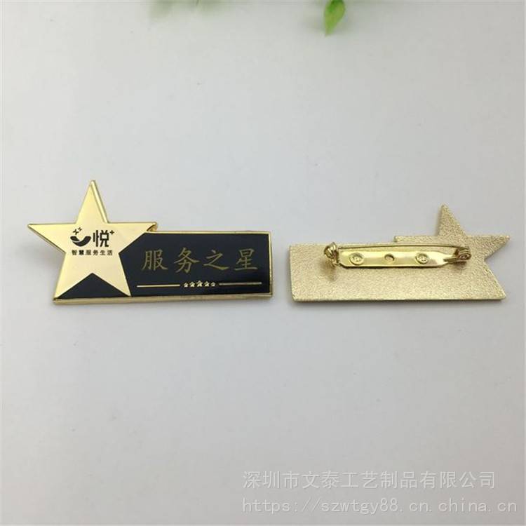 五角星服务之星胸牌 锌合金珐琅印刷胸牌 4s店汽车胸牌 订做银行工