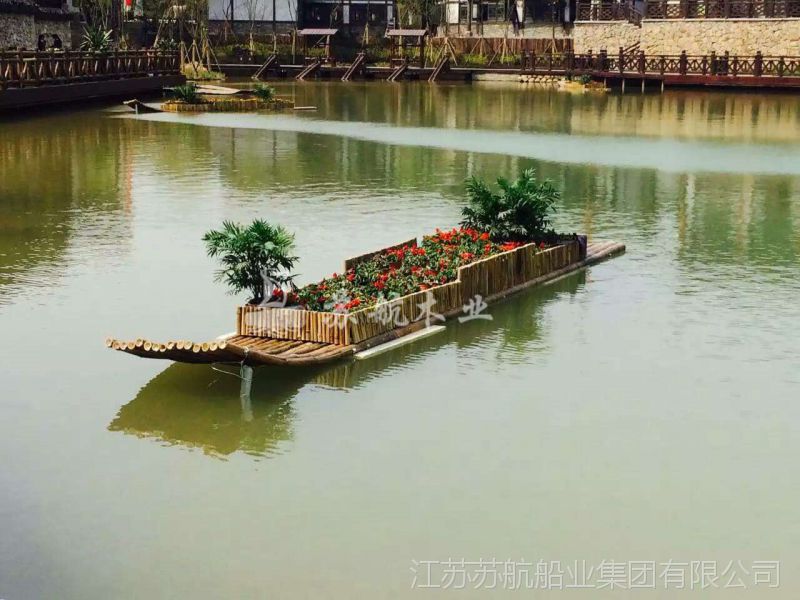 景观装饰船乌蓬船仿古摄影道具防腐木花船园林景观木质游船