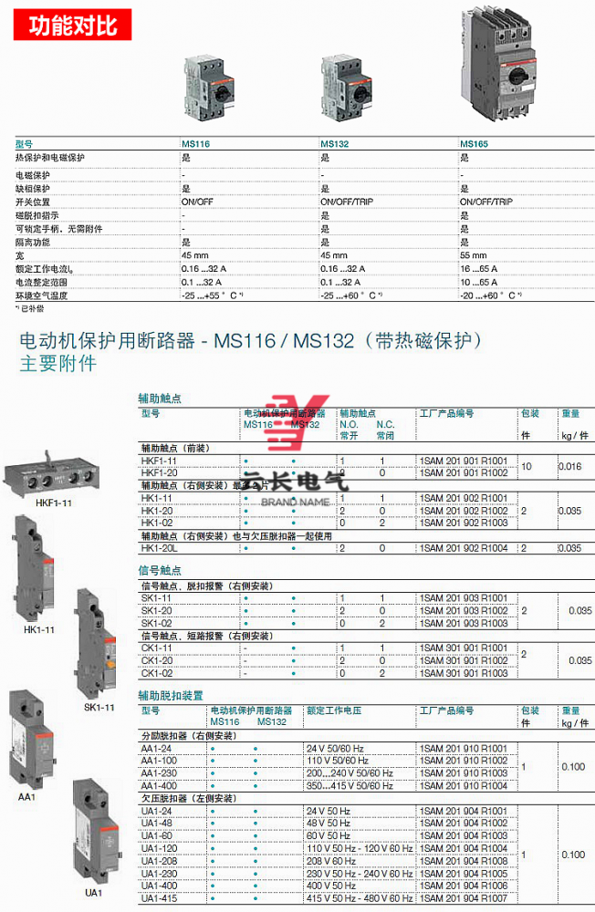 原装abb电机断路器保护器ms132-1.0 马达保护器0.63-1a