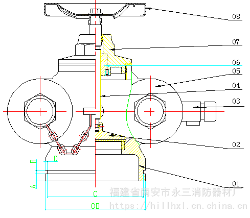 沟槽新型接合器沟槽连接式消防水泵接合器 sqd100-1.