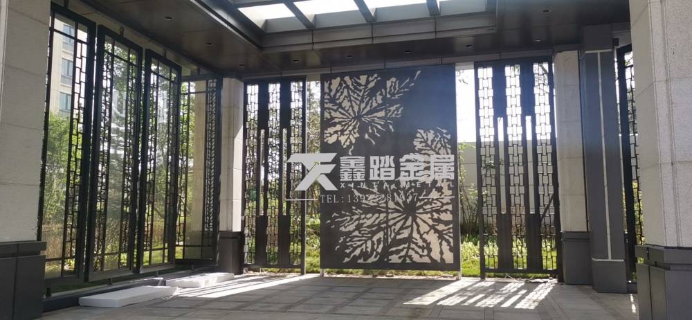 甘肃售楼处室外景观金属镂空景墙雕花格栅工程定制厂家