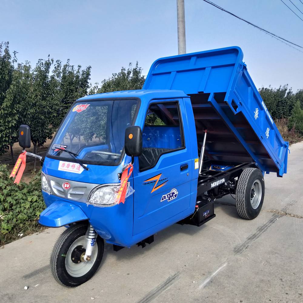 【柴油大马力工地翻斗车 封闭驾驶室三轮翻斗车 工地运输翻斗三轮车】