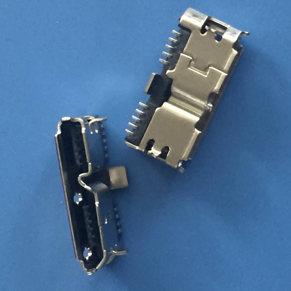 micro 3.0 母座 af三脚直插全贴 5p b母卷边 10p 镀镍