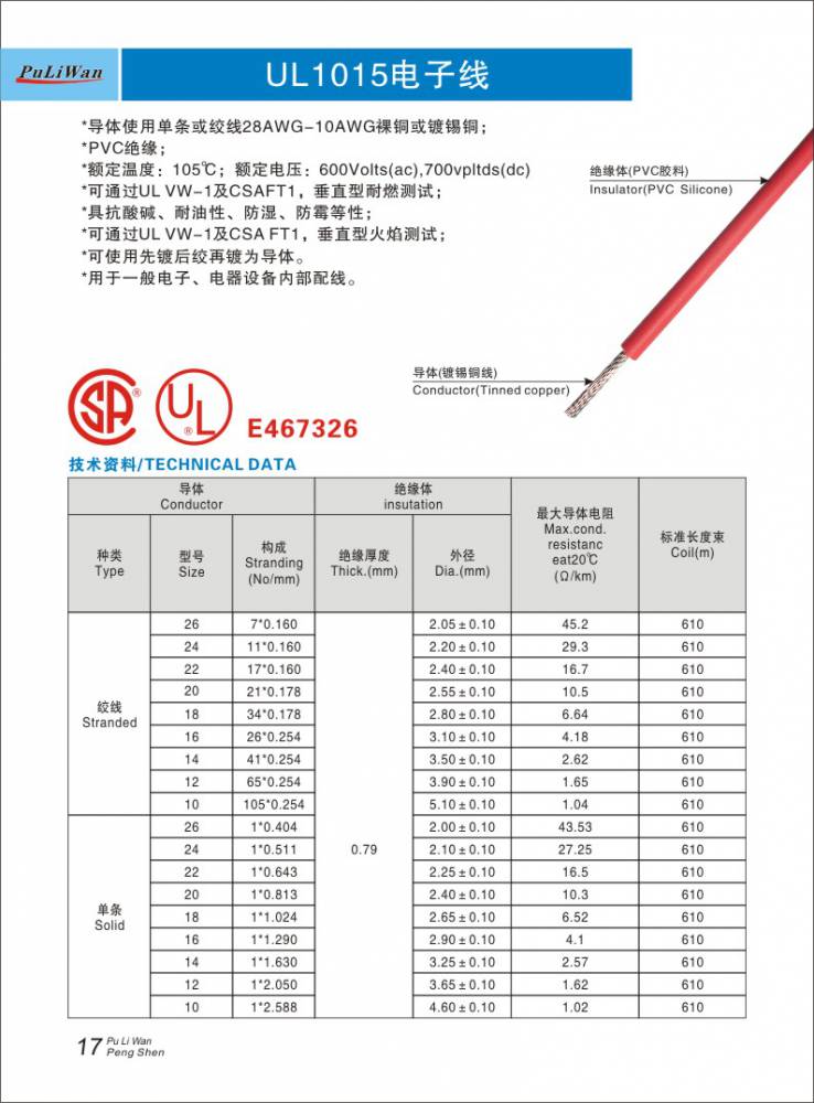 1015电线连接线 pvc电子线 24awg电线