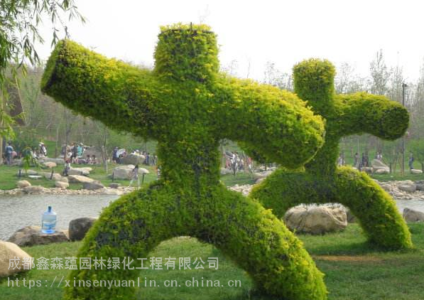 成都仿真园林景观绿雕植物造型 立体景观仿真绢花雕塑