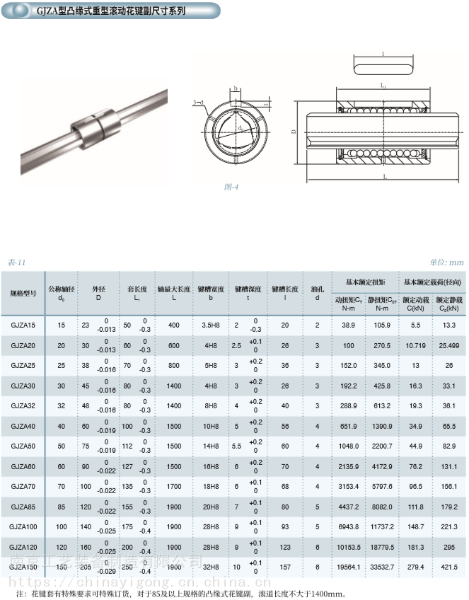 gjza重型滚珠花键副花键丝杠花键螺母
