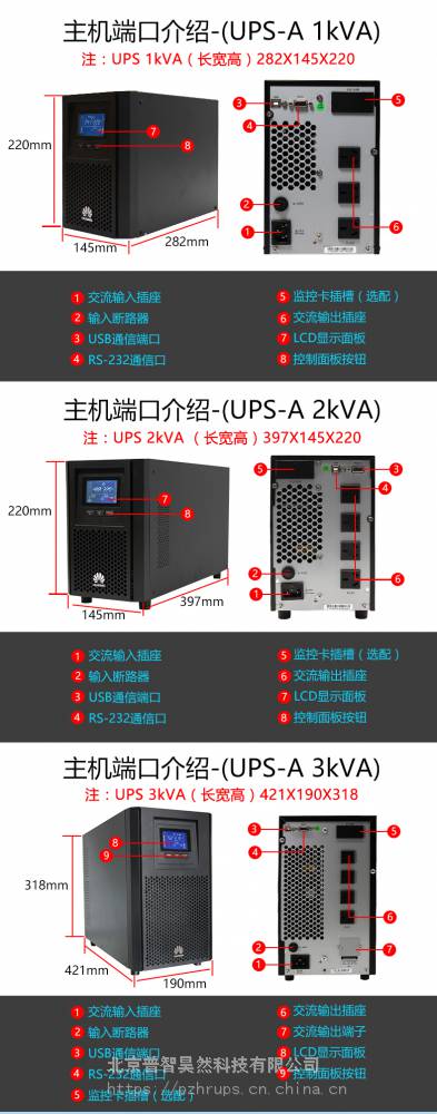 华为ups不间断电源ups2000-a-2ktts 2kva/1600w内置电池电脑服务器