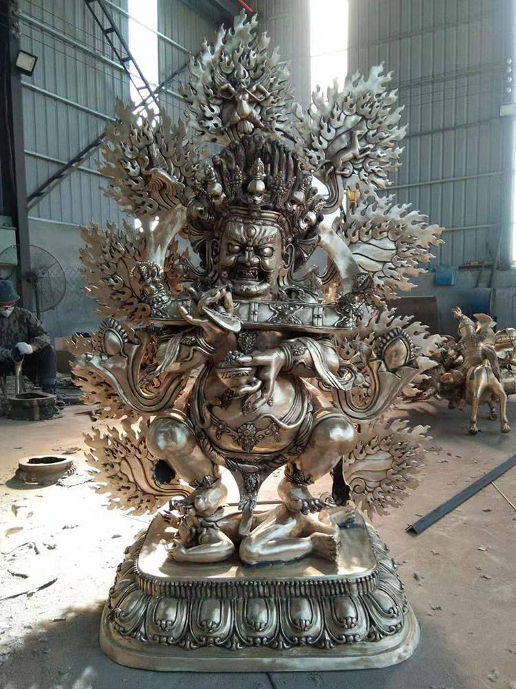 双身降阎魔尊护法佛像 纯铜铸造大型藏传铸铜1米阎魔尊护法 地域主