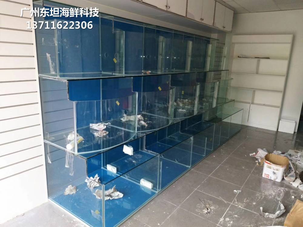 深圳玻璃鱼池设计-深圳梯形海鲜鱼池-深圳光明玻璃鱼缸