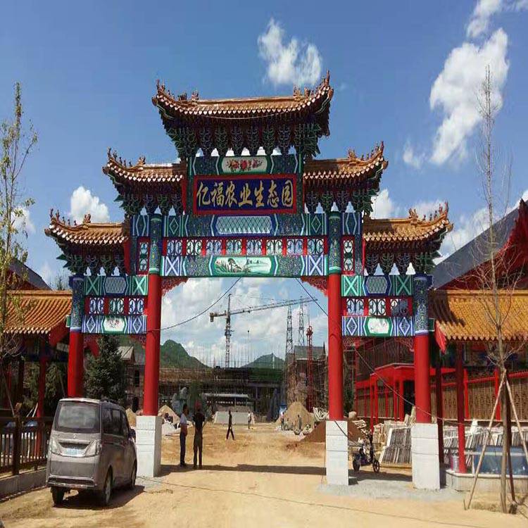 景区 门楼牌坊 牌楼雕刻 ***水泥牌坊