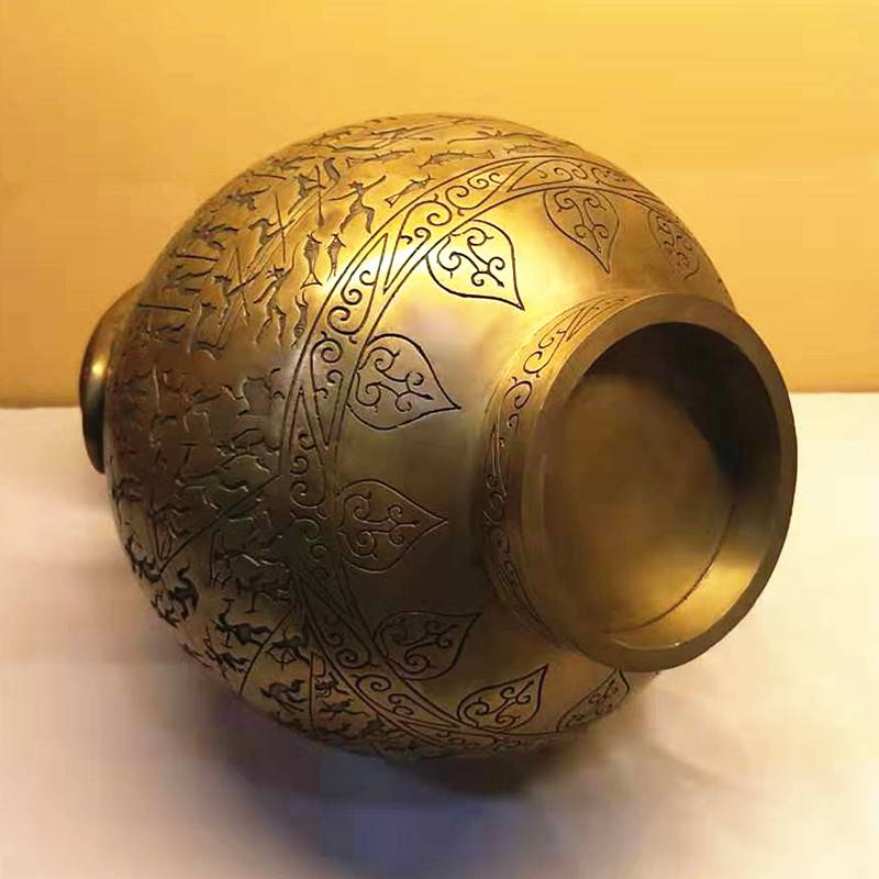 铜陵铜制工艺品 文化礼品 中国青铜器摆件 装饰品花瓶 铜壶 精铜渔猎
