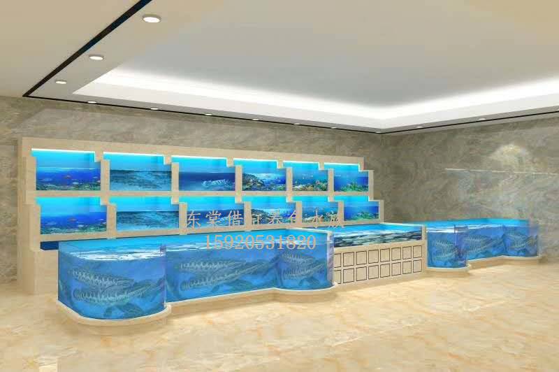 佛山天佑海鲜鱼池制冷维修，哪里定做海鲜市场玻璃鱼池