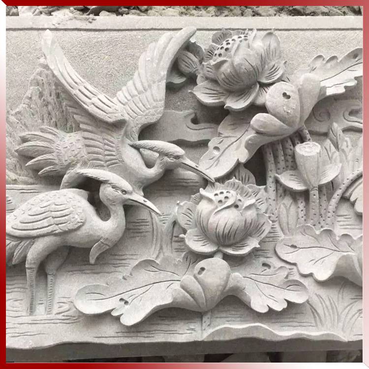 福建厂家供应园林古建石雕壁画山水花草浮雕壁画手工雕刻
