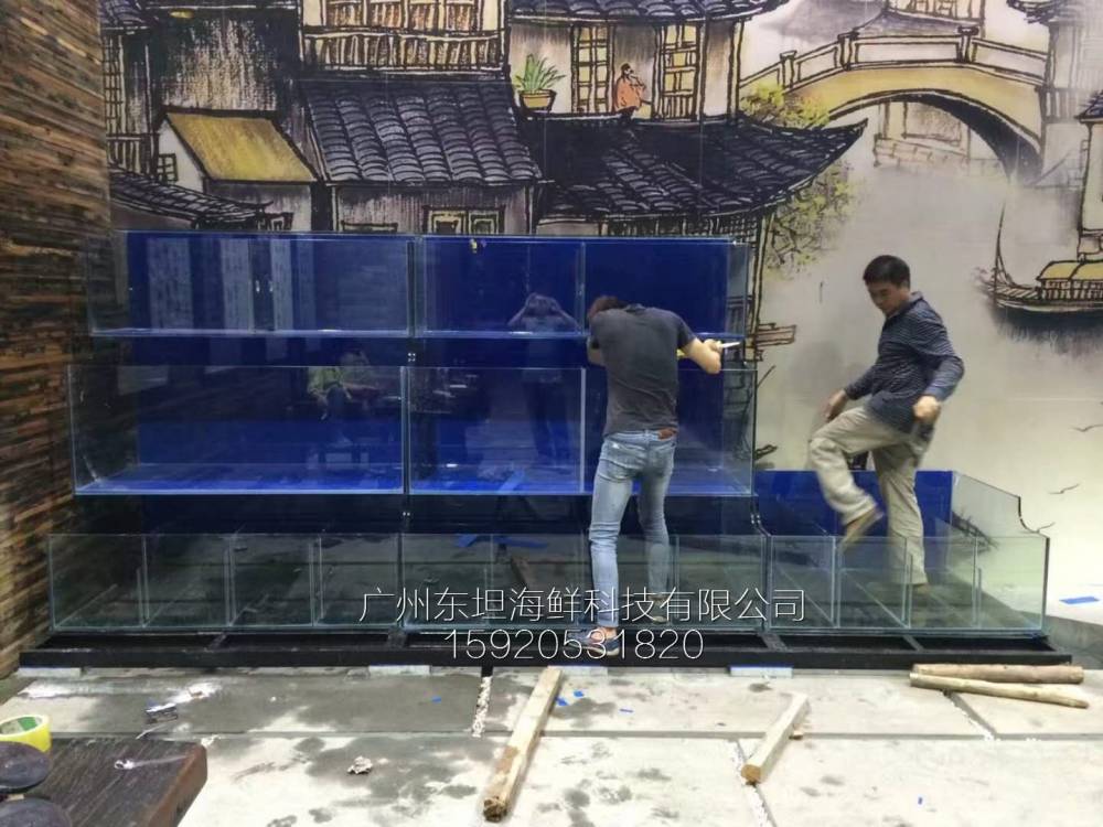 广州官洲海鲜池安装-海鲜池制冷-广州三层海鲜玻璃鱼池